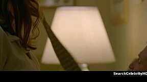 Alexandra Daddario Undresses Fully Naked, Bound In Bondage On The Sofa.