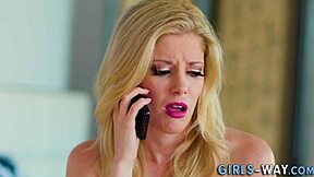 Ebony Babe Licks Hot Blonde Milf's Small Tits