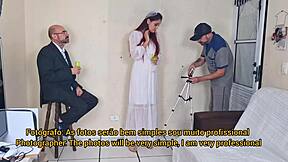 Bride fucks photographer in photo session while husband waits outside!