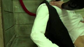 Shemale dominates and fucks coat check guy, oops, meant to say hard slam