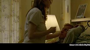 Alexandra Daddario Undresses Fully Naked, Bound In Bondage On The Sofa.