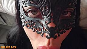 Amateur milf eats cum, glazing a thick muffin with it on food.