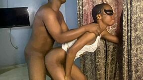 Skinny Ebony Babe Craves Backshot In See-Through Outfit Early Morning