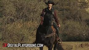 Vicki Chase kontrasterer uskyld med liderlig cowgirl ridt på Scott Nails