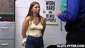 Suspected Thief Mazy Myers Stripped and Pleasures Security Officer