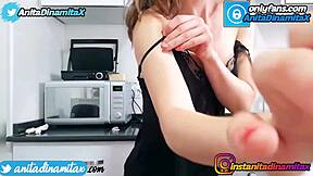 Fooling around in the kitchen with friends at home