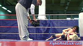 Glam Dyke Licks Pussy After Intense Wrestling Match