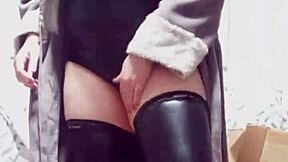 Unboxing Anal Toys in Wet Look Clothes?