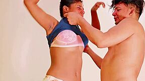 Hot stepsister overwhelmed by desire. She fucks stepbrother by surprise