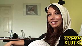 submissive uk brunette crystal fucked by old man pascal