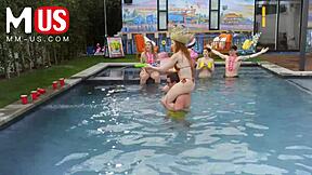 jerkaoke summertime orgy featuring madison morgan, rosalyn sphinx, and more models in a fun game.