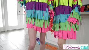 Beat Our Piñata Pussies, Stepbro! Naughty Molly Little And Lana Small Invite You For Blowjob Creampie Cumshot!