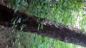 Licking pussy in woods till orgasm - lesbian