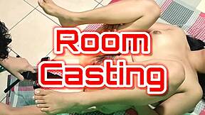 Room casting 9 esther with legs wide open, I lick her ass and tongue her deep