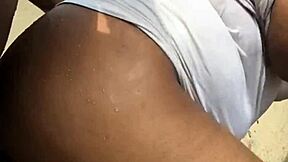 Dirty bitch gets anal fucked while doing laundry outside the compound.