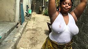 Dirty bitch gets anal fucked while doing laundry outside the compound.