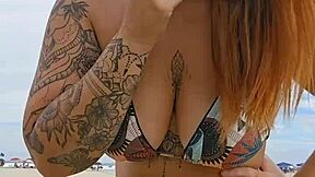 Young african flashes panties on usa beach to tease married men for good fuck