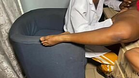 Passionate office fuck with sexy ebony teen's big ass