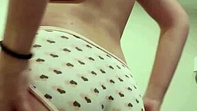 Damn! Young pale teen 18+ with braces and puffy nipples dildos her pink pussy to a real orgasm