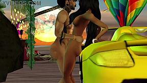 Is this young Indian girl orgasming in bondage outdoors?