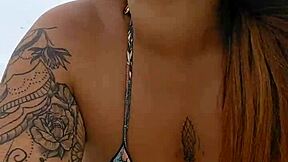 Young african flashes panties on usa beach to tease married men for good fuck