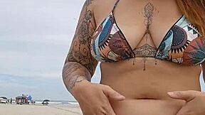 Young african flashes panties on usa beach to tease married men for good fuck