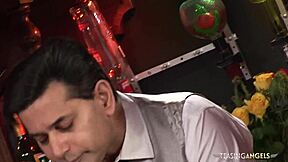 Blonde and Brunette Maids Share Cocks on Sofa with Moaning and Riding