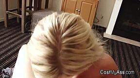 pov titty fucking busty bikini milf at home, undressing and stripping in interview casting.