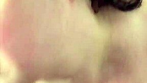 big boob mama showering while washing hair and shaving