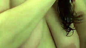 big boob mama showering while washing hair and shaving