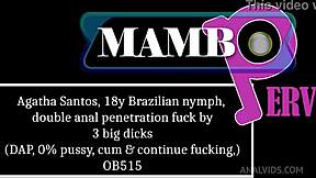 agatha santos, 18y brazilian nymph, experiences double anal with 3 big dicks
