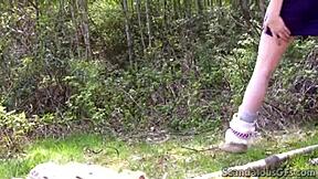 Blonde Girlfriend Blows Boyfriends Cock Outdoors!