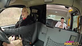 female fake taxi driver rides hard cock in public with passionate blowjob