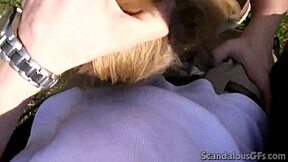 Blonde Girlfriend Blows Boyfriends Cock Outdoors!