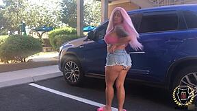 Curvy Barbi with pink hair gets Rome Major cumming on her in Rome