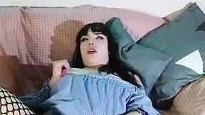 Horny teen in cosplay miniskirt, is her wet pussy ready for that dildo?