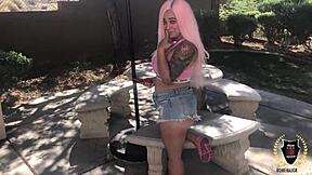 Curvy Barbi with pink hair gets Rome Major cumming on her in Rome
