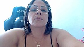 the school teacher bends over in a leaked video call with the director, showing her big tits