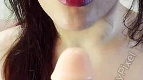 Horny teen in cosplay miniskirt, is her wet pussy ready for that dildo?