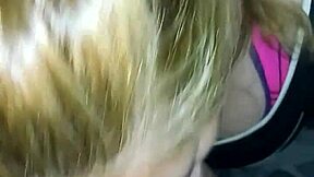 pov blonde deepthroats then doggy fucks