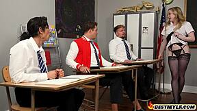 blonde milf teaches students fucking techniques