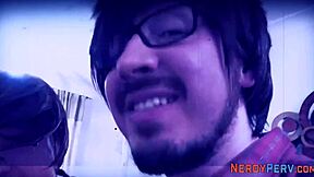 Newbie slut tricked into giving head to nerd in reality blowjob