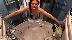 Caught Her Cleaning Bath While I Nailed Her Hard