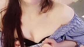 Horny teen in cosplay miniskirt, is her wet pussy ready for that dildo?