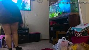 Chubby Mom Cleans The House In Shorts