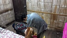 stepmother assists stepson during husband's crisis in real homemade setting