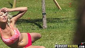 Kali Kavalli's BIG TIT BLONDE gets FUCKED in public POV