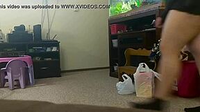 Chubby Mom Cleans The House In Shorts