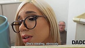 Daddy watches son's girlfriend with kleptomaniac sex maniac