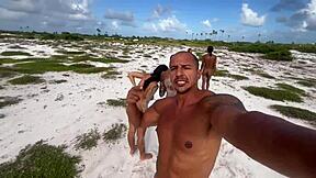 Skinny petite pornstar in blowbang, face fucking and blowjob, showing big clit and ass.